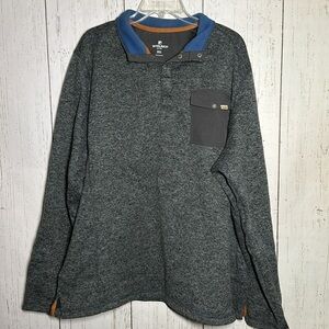 WOOLRICH Quarter Snap Polyester Gray Pullover XXL Mens Heathered Snap Pocket
